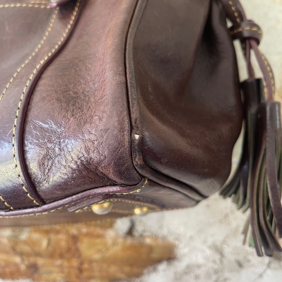 Dooney & Bourke Dark Brown Leather Florentine Tassel Handbag - Picture 8 of 13